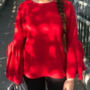 Zara Bell Sleeve Top in Red
